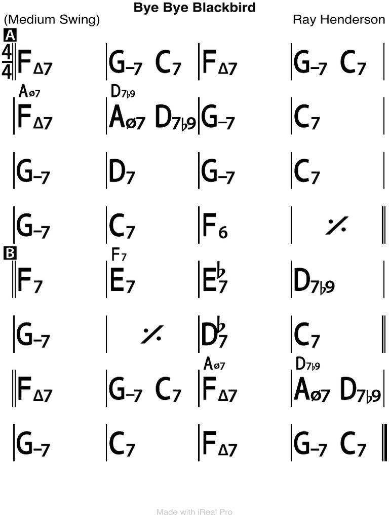 Bye Bye Blackbird Swing Chart | PDF