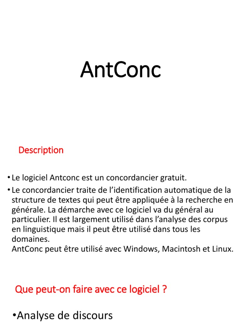AntConc: Outil Polyvalent pour Linguistes | PDF | Arts du langage et ...
