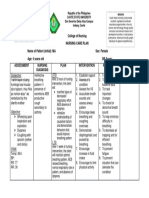 Cavite State University College of Nursing Nursing Care Plan