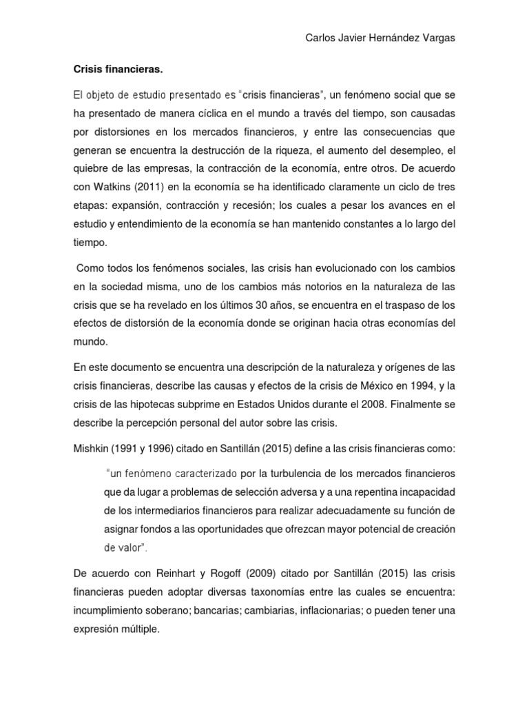 Causas y efectos de crisis financieras | PDF | Crisis financiera | Bancos