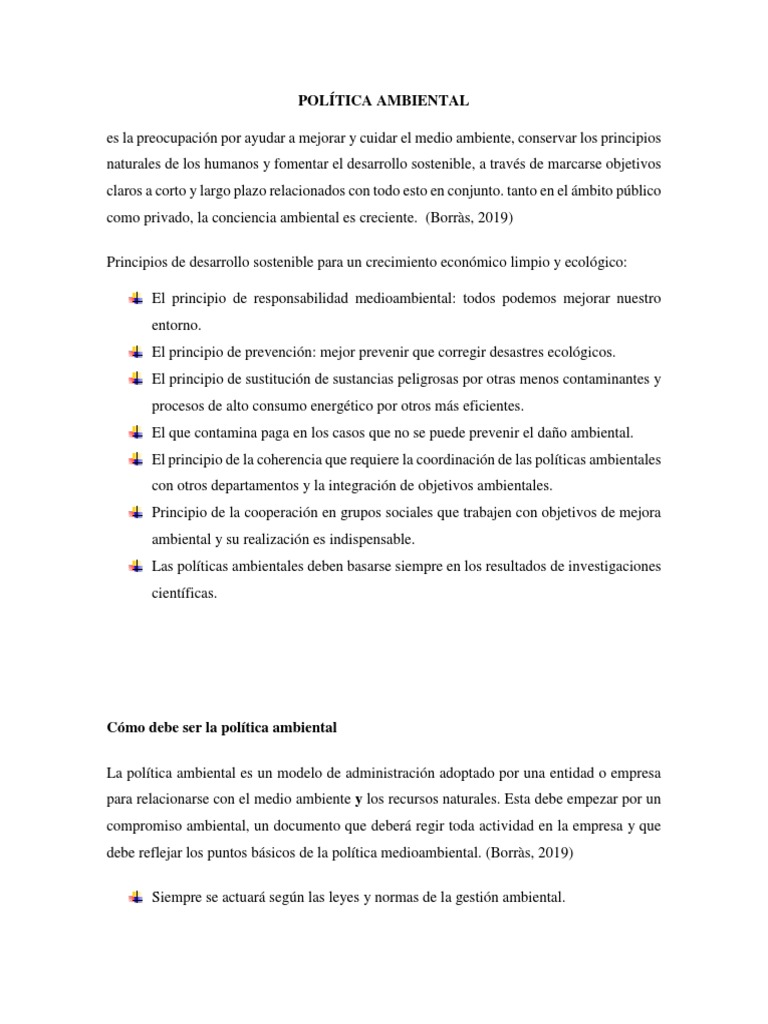 Politica Ambiental | PDF | Desarrollo sostenible | Entorno natural