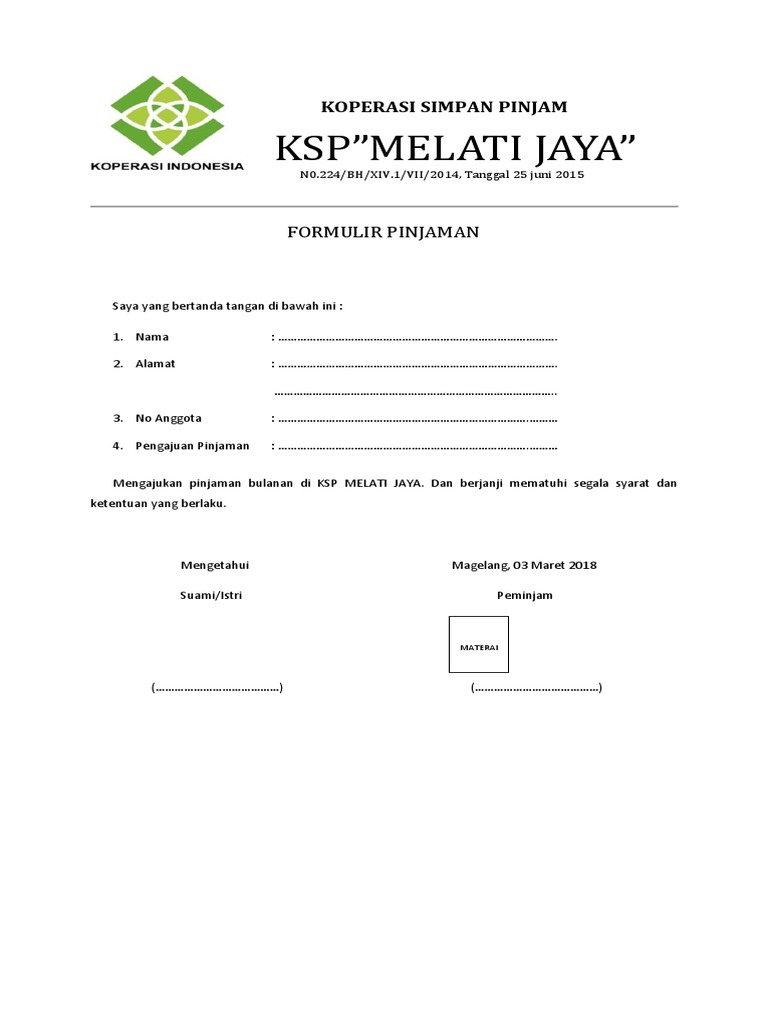 Formulir Pinjaman | PDF