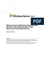 Windows Server 2003 Active Directory Fast Recovery With Volume Shadow Copy Service and Virtual Disk Service