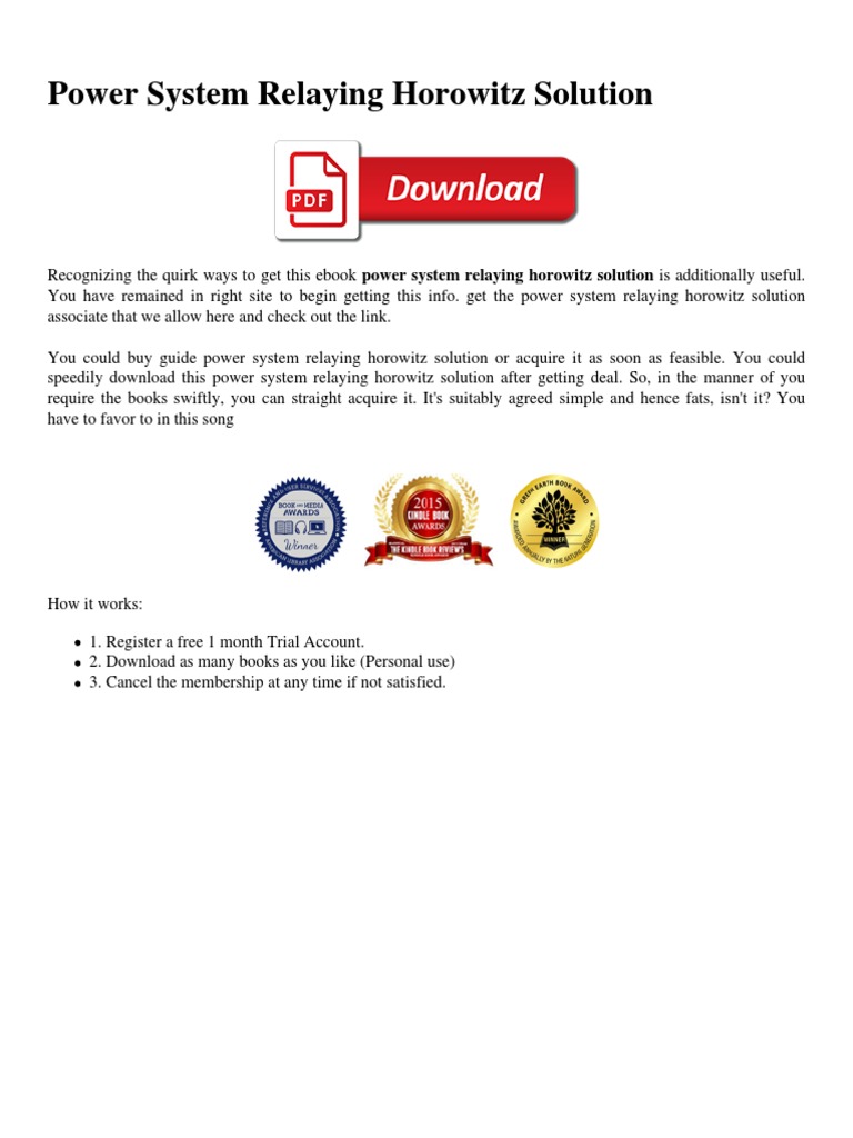 Power System Relaying Horowitz Solution PDF