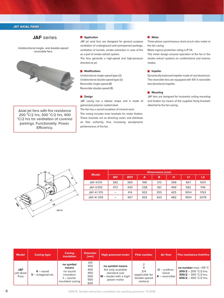 JAF Jet Axial Fans for Smoke Extraction | PDF | Electric Motor ...