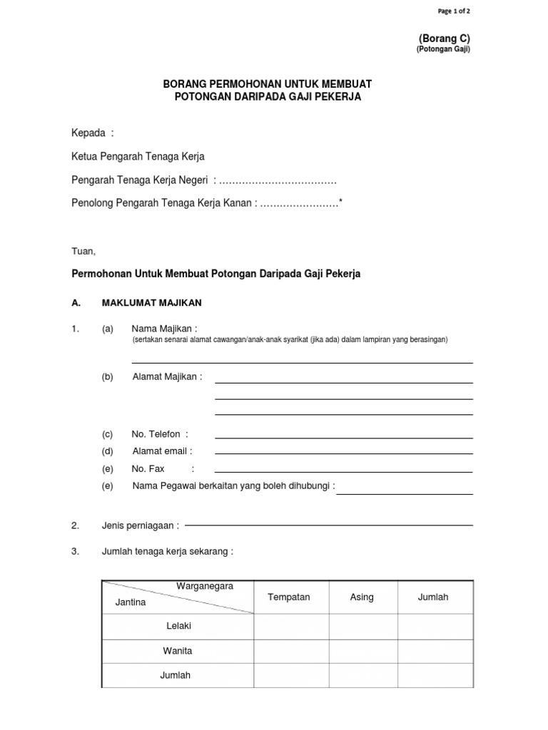 Borang C Potongan Gaji Jtk