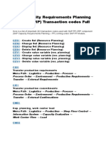 Capacity Requirement Planning - T Codes & Tables