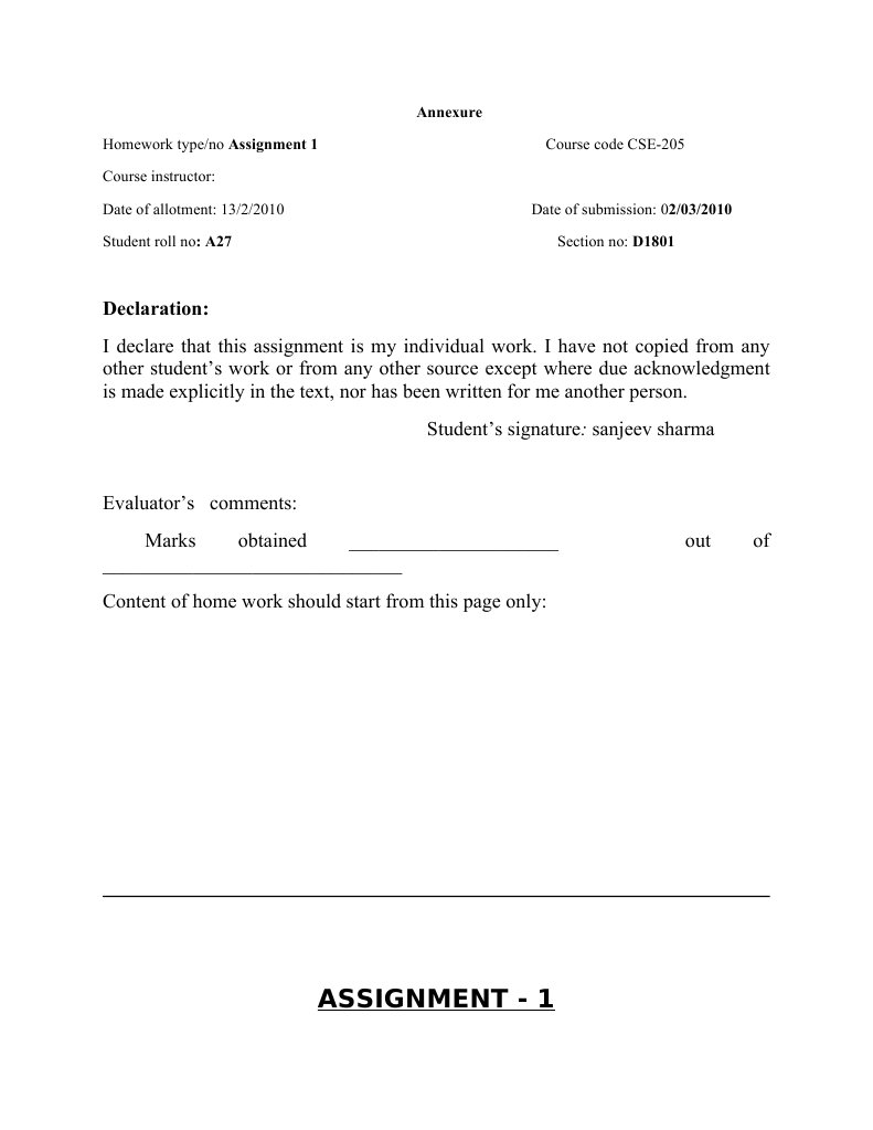 Declaration:: Assignment - 1 | PDF