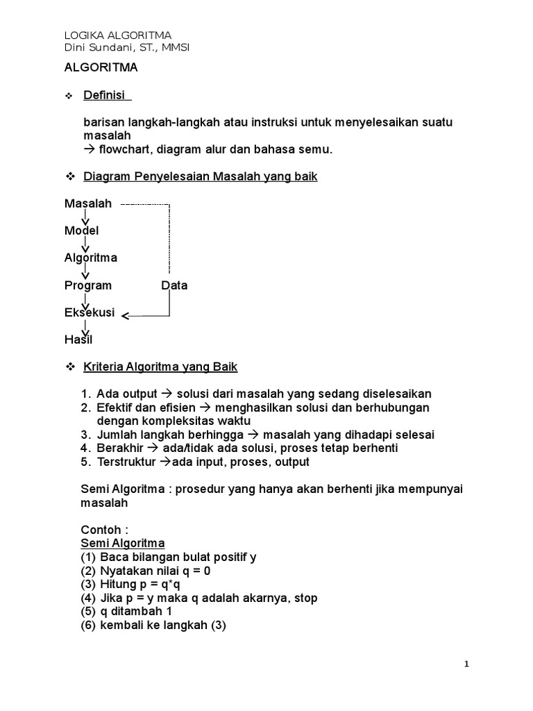 Panduan Lengkap Logika Algoritma | PDF | Metode & Bahan Ajar | Sains ...