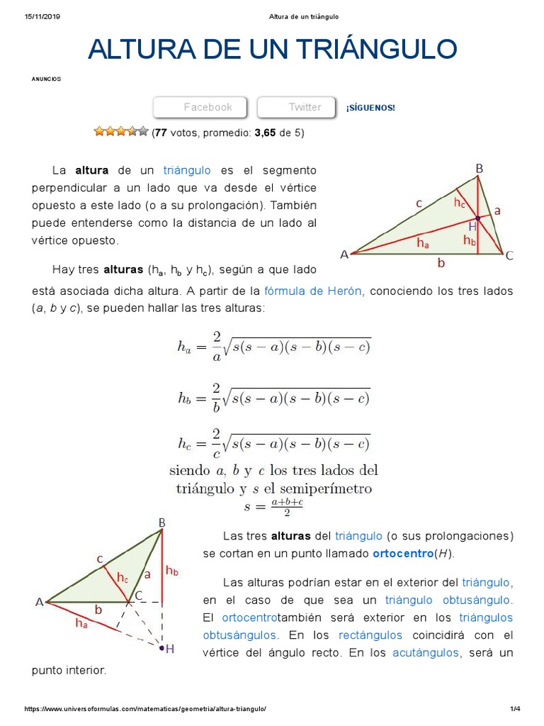 Altura De Un Triangulo Triangulo Geometria Triangular