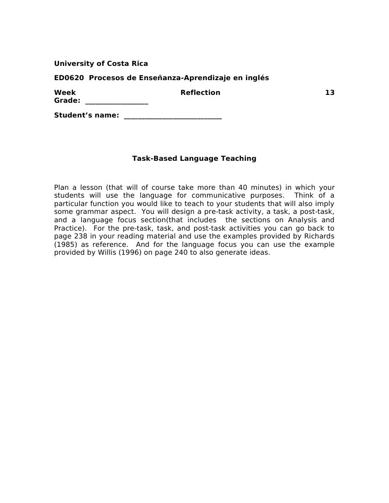 Task-Based Language Teaching Lesson Plan | PDF