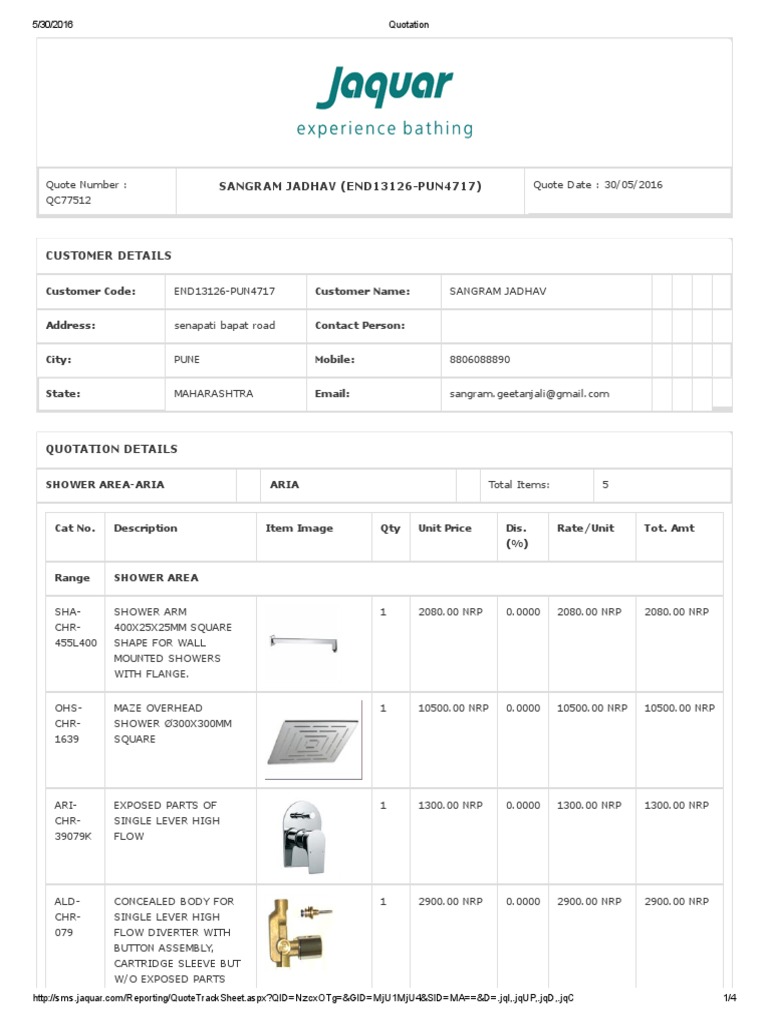 Jaquar Bathroom Fittings | PDF | Bathing | Business