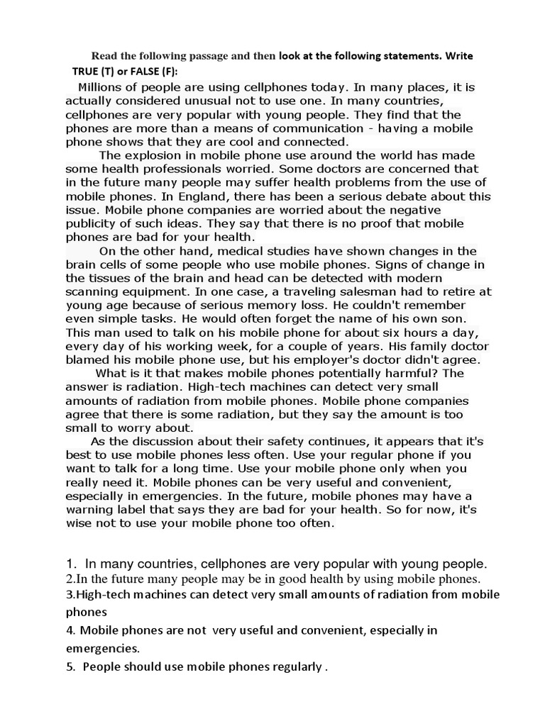 Handout | PDF | Mobile Phones | Wellness