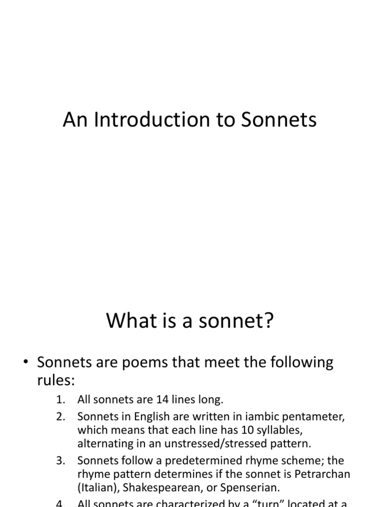Understanding Sonnets: Structure & Types | PDF | Sonnets | Poems