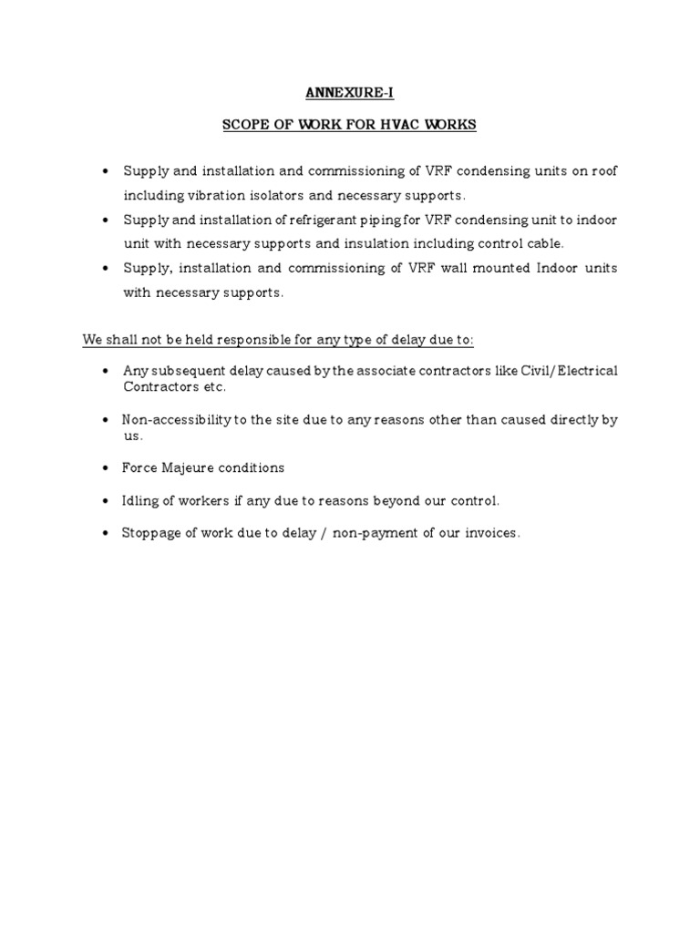 HVAC Installation Scope of Work | PDF