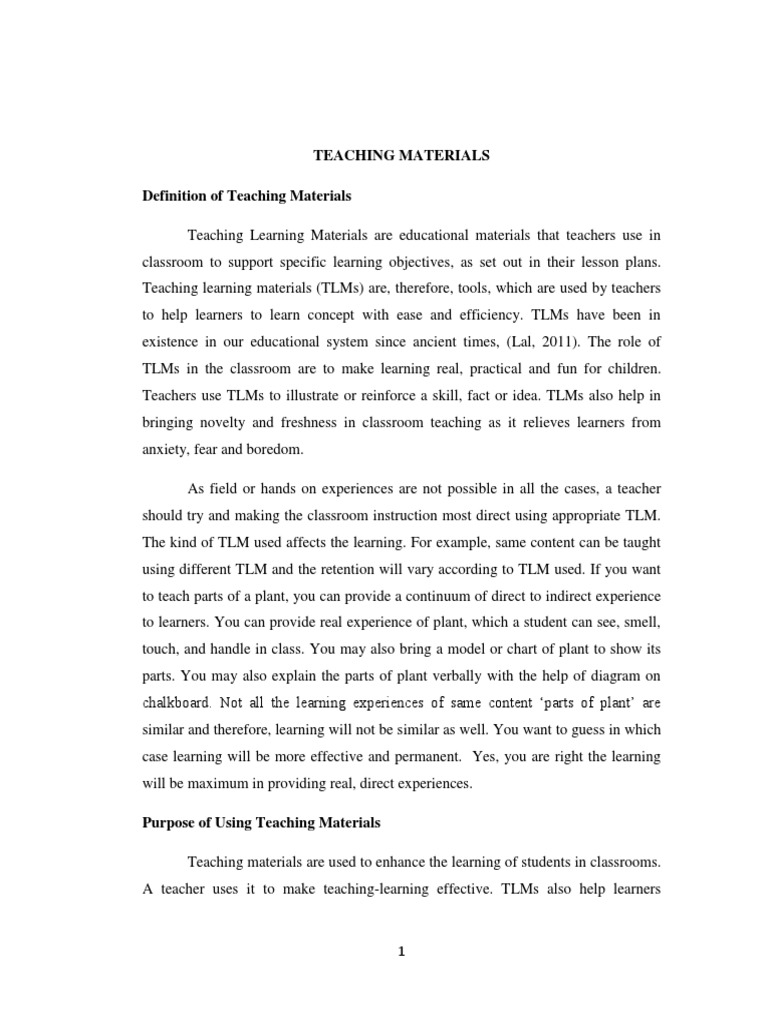 Teaching Materials PDF Learning Classroom