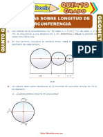 Ejercicios Sobre Longitud de Circunferencia para Quinto Grado de Primaria