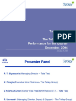 Tata Tea LTD The Tetley Group Performance For The Quarter December, 2004