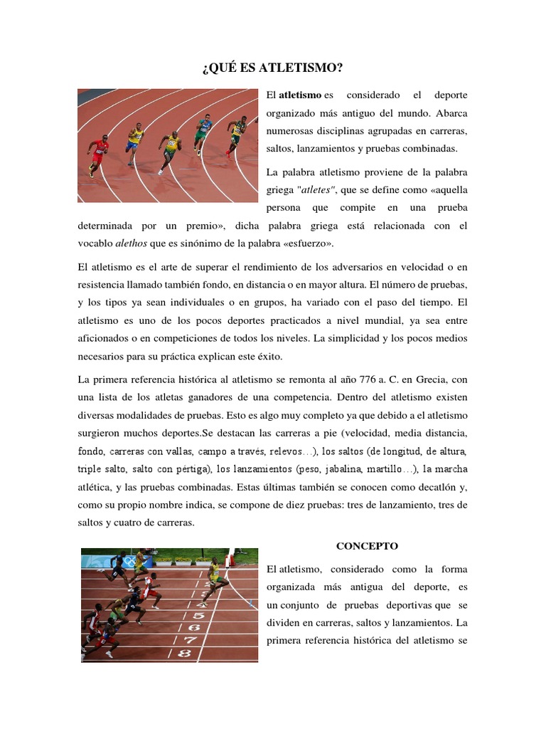 Definición y Concepto de Atletismo | PDF | Deporte del atletismo ...