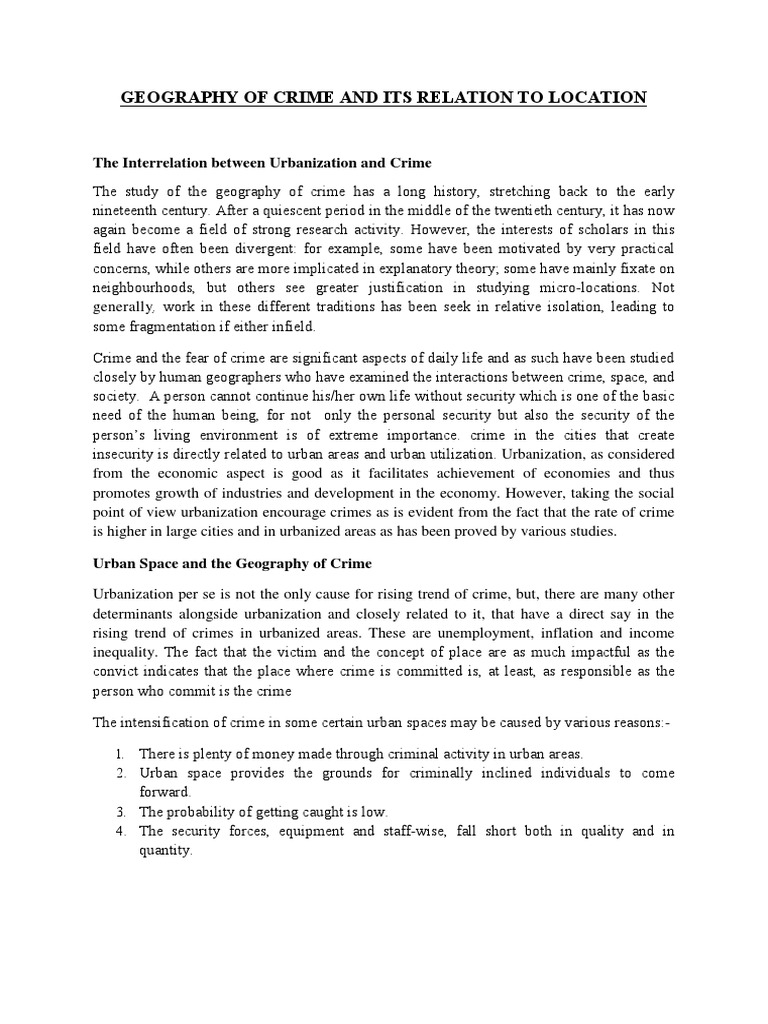 Geography of Crime and Its Relation To Location | PDF | Urbanization ...