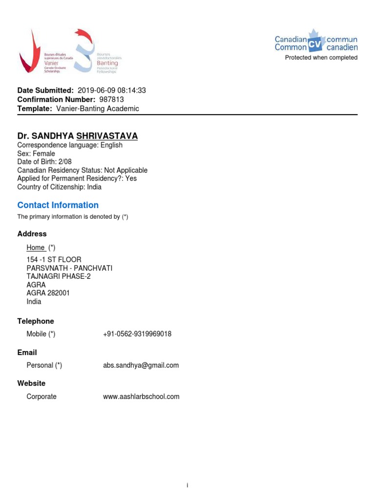 Dr. Sandhya Shrivastava's Academic and Professional Profile | PDF ...