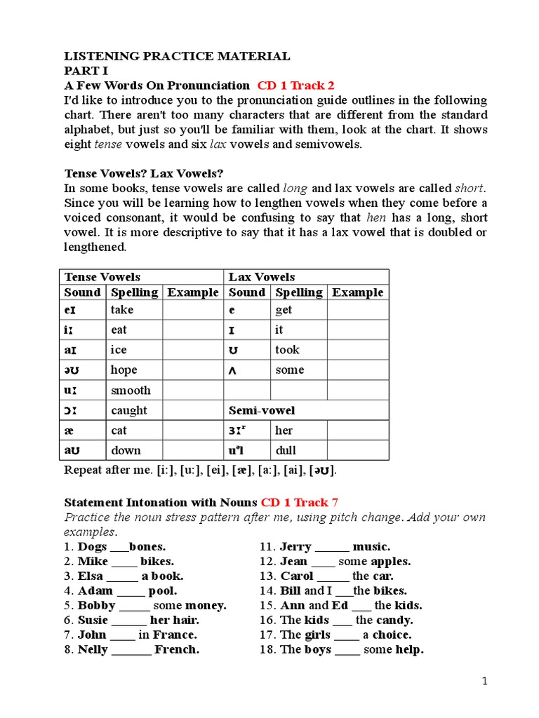 Exercises Of Listening Practice Material Pdf Stress Linguistics