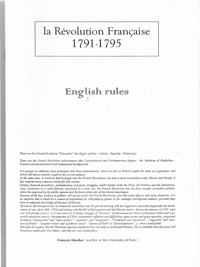 La Révolution Française La Patrie en Danger 17901796 Eng Manual PDF
