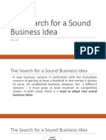 II.C Search For Sound Business Idea