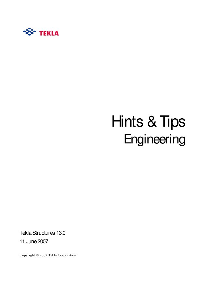 Tekla Structures 13.0 Tips & Tricks Guide | PDF