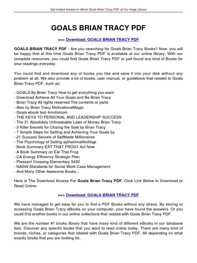 Goals Brian Tracy PDF E Books Digital Distribution