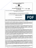 Resolucion 03843 09-09-2019 Actualización Politicas y Objetivos Del SGSST en La PONAL PDF