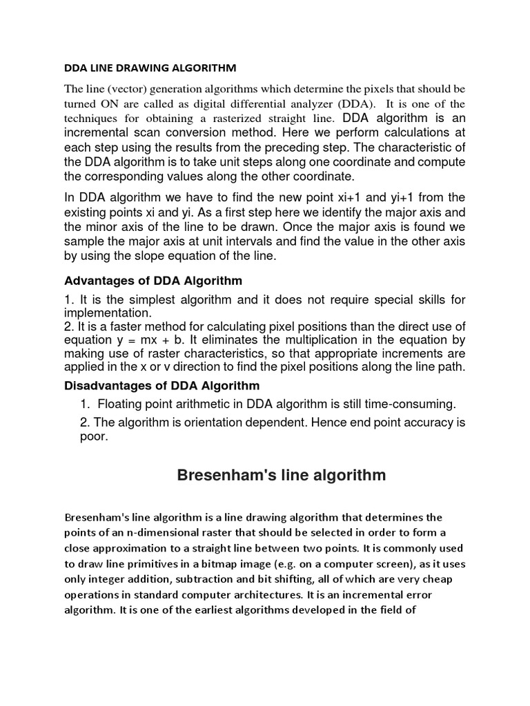 Dda Line Drawing Algorithm | PDF | Graphics | Computer Graphics
