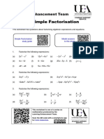 Steps Into Algebra Simple Factorisation Worksheet