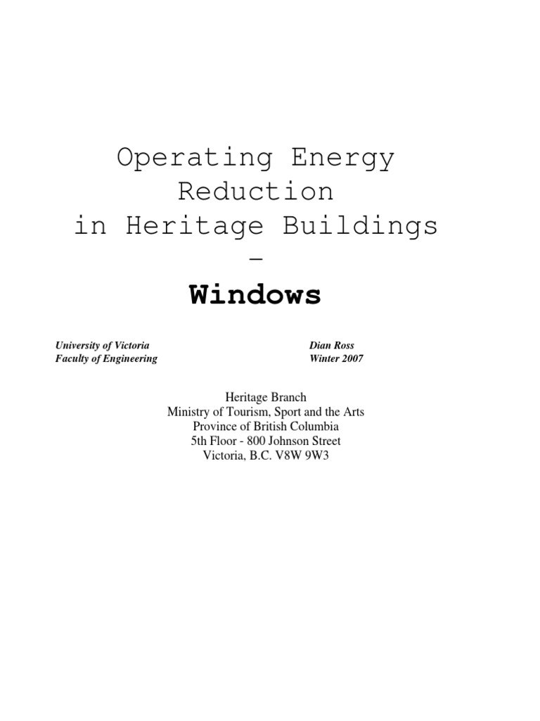 Energy Solutions for Heritage Windows | PDF | Building Insulation | Window