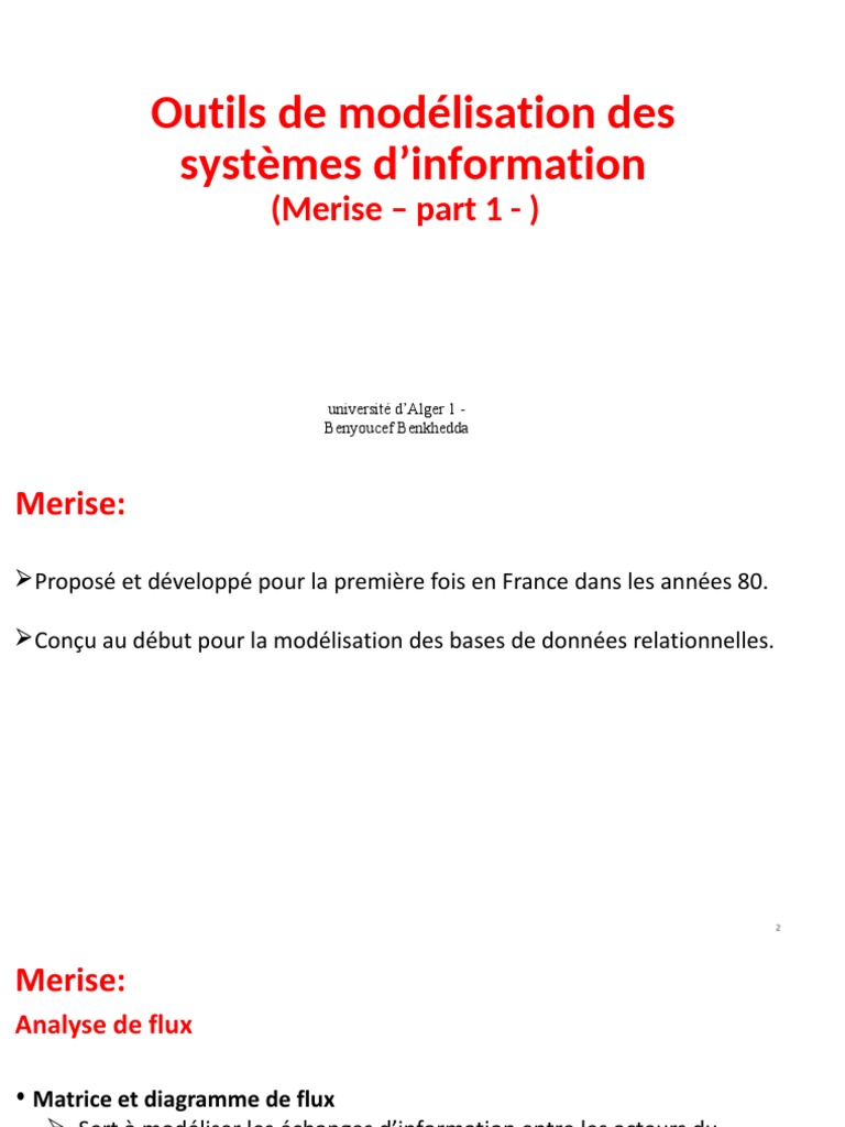 Modélisation des systèmes d'information Merise | PDF | Domaines de l ...