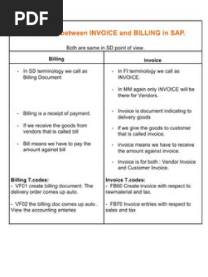 Difference Between INVOICE and BILLING in SAP
