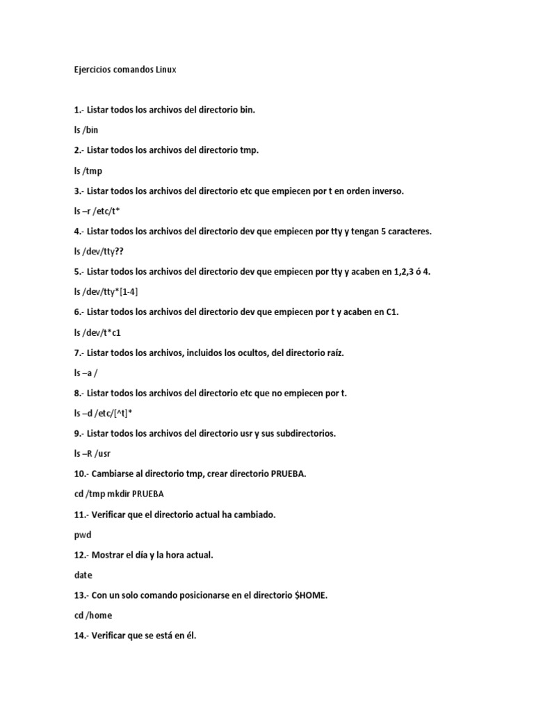 Ejercicios Comandos Linux | PDF | Sistema de archivos | Archivo de ...