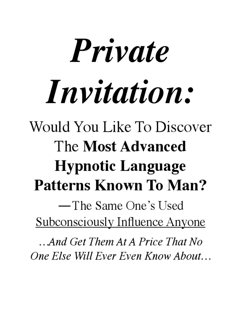 Hypnotic Language Pattern Pdf Neuro Linguistic Programming