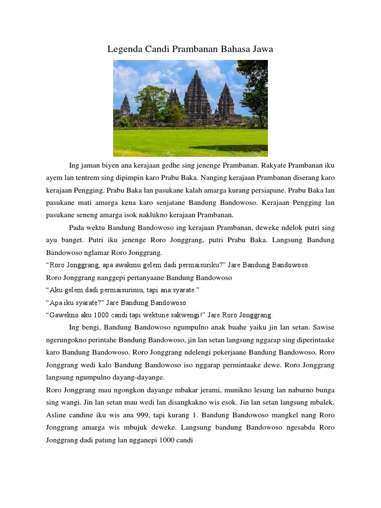 Legenda Candi Prambanan Bahasa Jawa | PDF