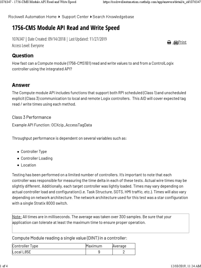 1756-CMS Module API Read and Write Speed PDF | PDF | Application ...