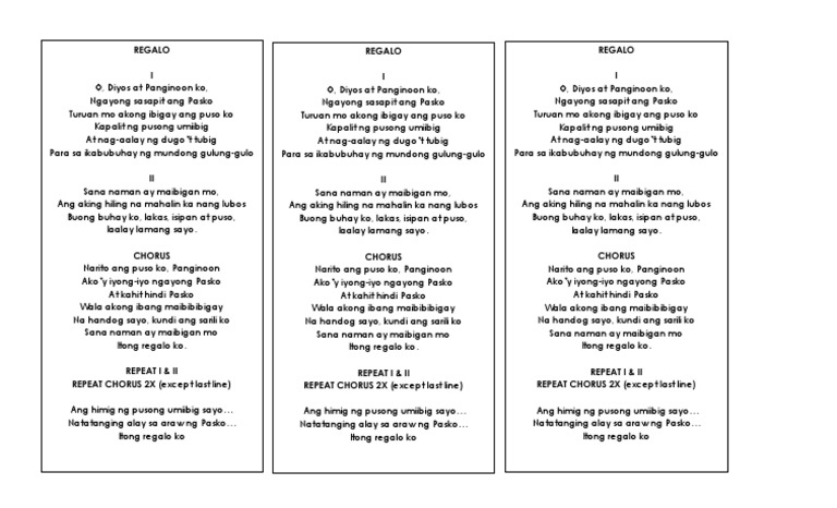Regalo Lyrics | PDF