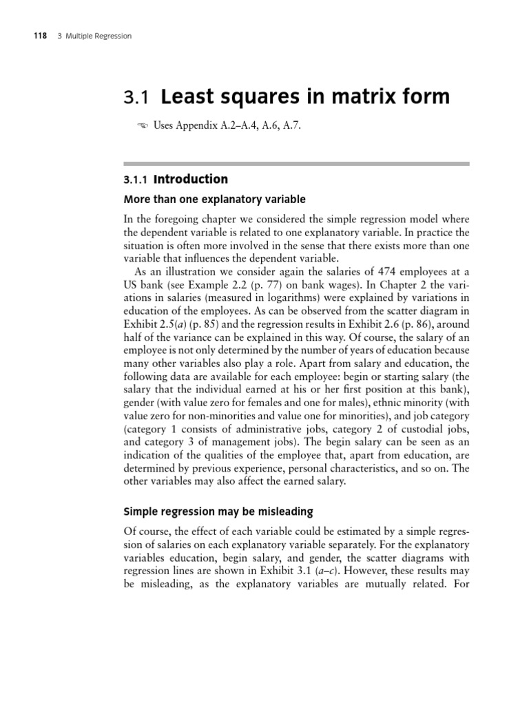 Least Squares Matrix Form C PDF | PDF | Ordinary Least Squares | Vector ...
