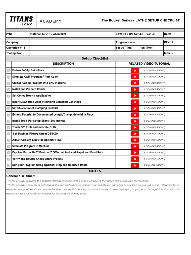 Lathe Setup Checklist for CNC Operations | PDF | Numerical Control | Crafts