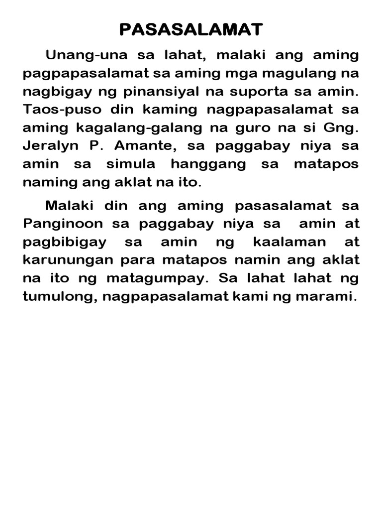 PASASALAMAT | PDF