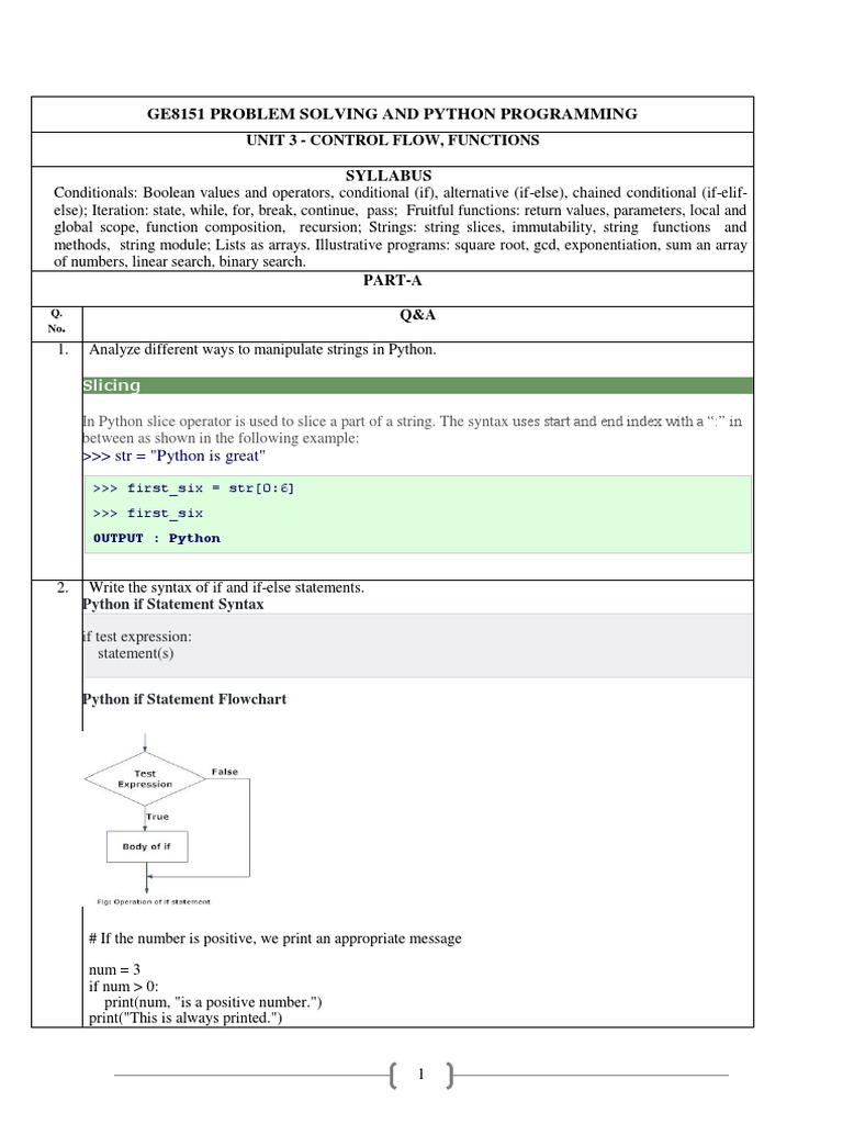 GE8151 Python Programming Unit 3 Question Bank With Sample Code | PDF ...