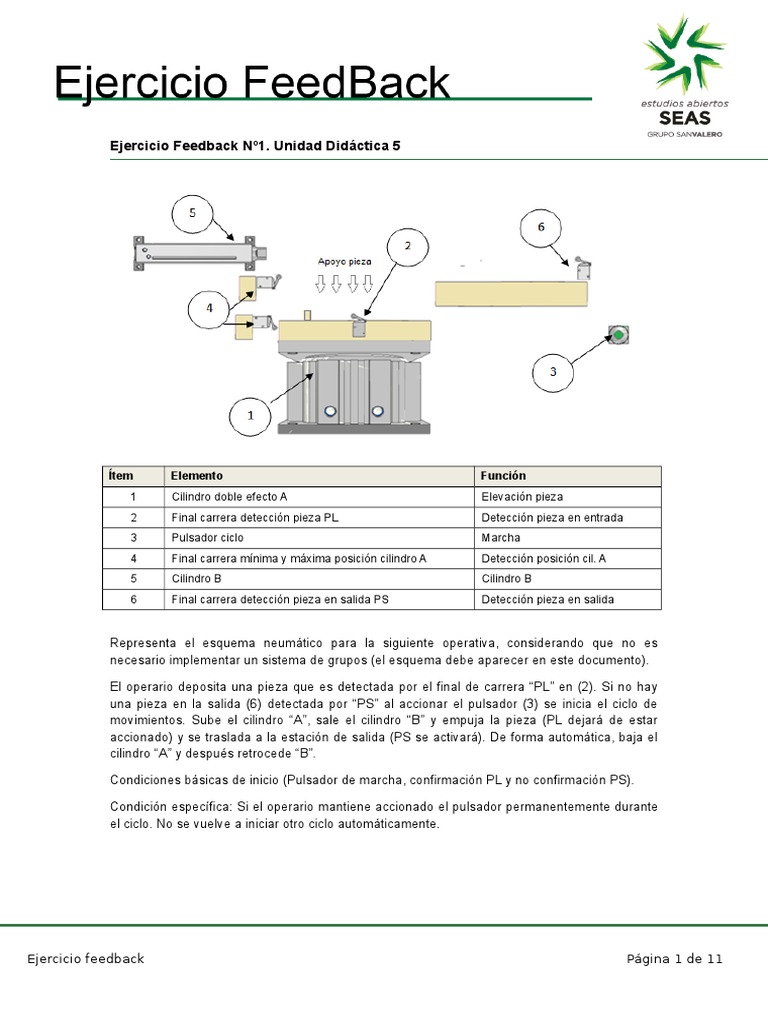 Ejercicio de Feedback Neumático | PDF | Neumática | Realimentación