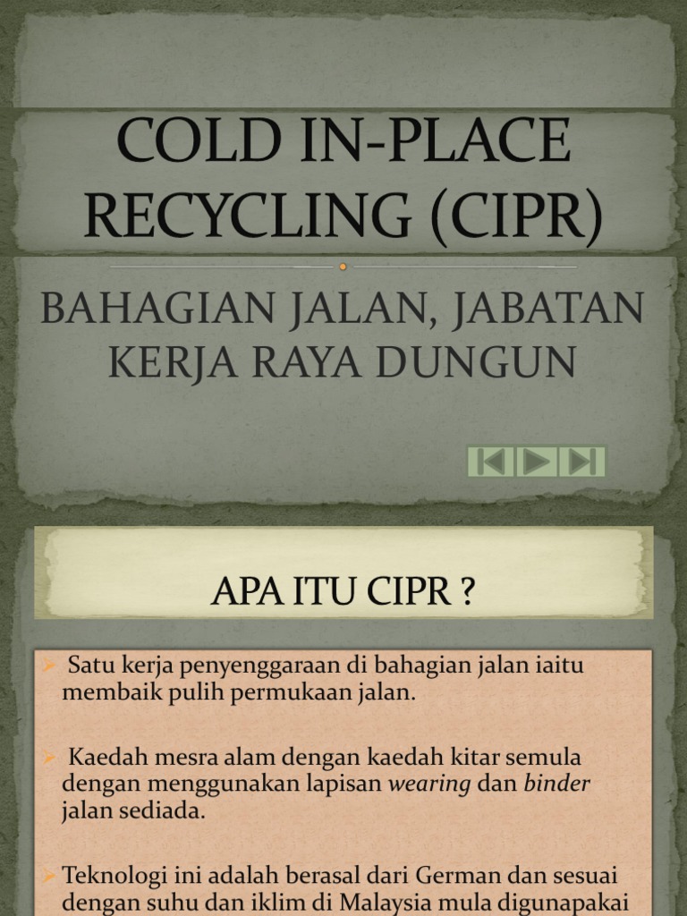 Cold in Place Recycling Cipr | PDF