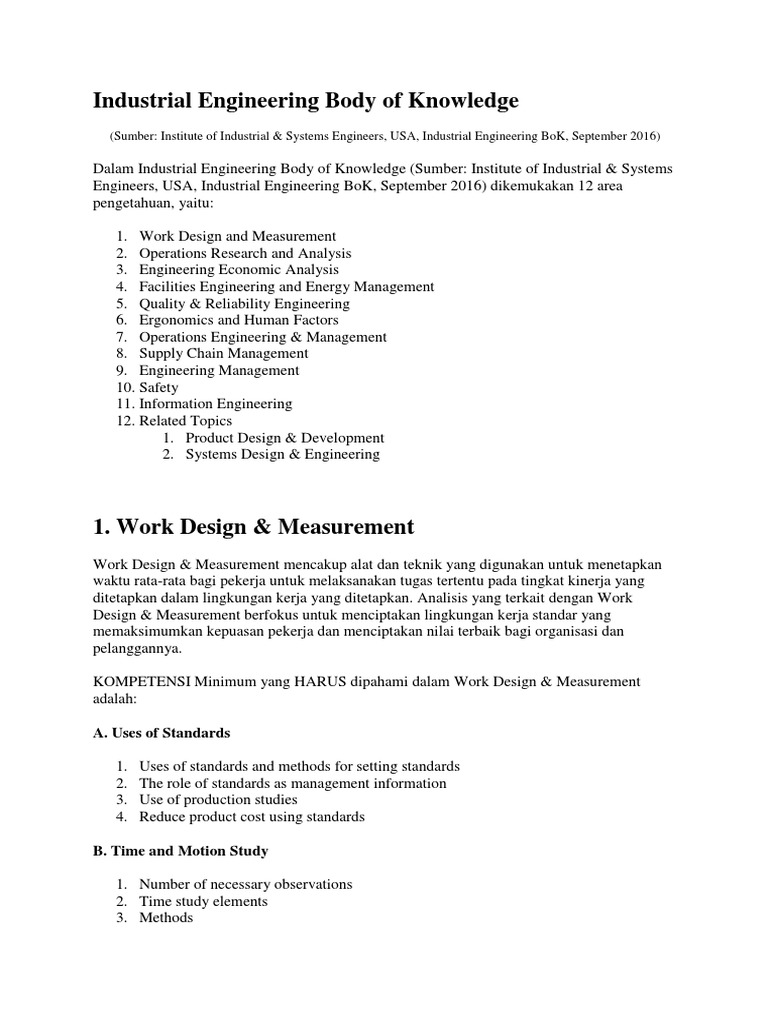 Industrial Engineering Body Of Knowledge Pdf Supply Chain