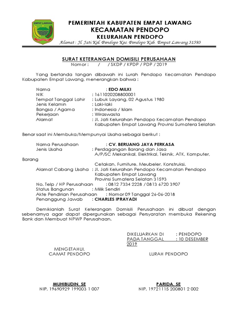 Contoh Surat Domisili Bangunan Paint Colours