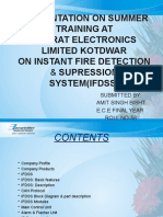 Presentation On Summer Training at Bharat Electronics Limited Kotdwar On Instant Fire Detection System (Ifdss)